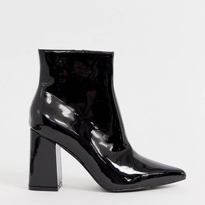 Public Desire Empire Black Patent Heeled Ankle Boots